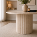 Eettafel Japandi travertin rond 130 cm - Kimberly