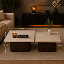 Salontafels Japandi Rechthoekig - Travertin Bruin set