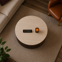 Salontafels Japandi travertin rond bruin 100cm - Kimberly