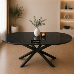 Ovale Zwarte Travertin Eettafel 160x90 cm - Brenda