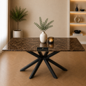 Rechthoekige Bruine Travertin Eettafel 180x90 cm Zwarte X-poot - Luna