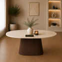 Eettafel Japandi travertin Ovaal bruin 180cm - Kimberly