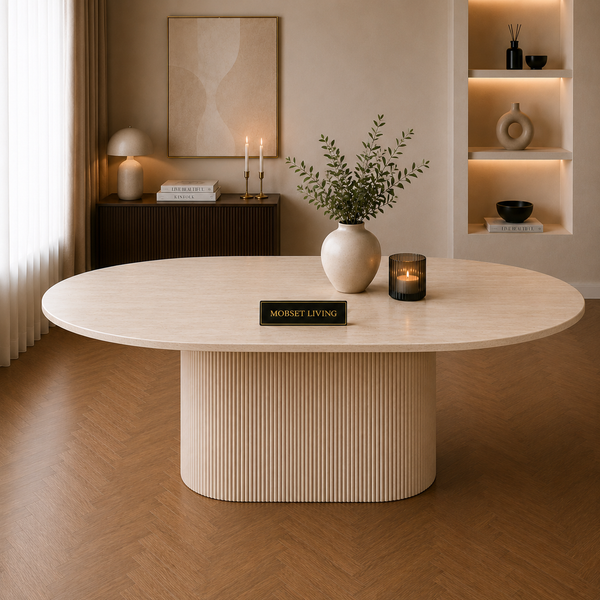Eettafel Japandi travertin Ovaal 180 cm - Kimberly