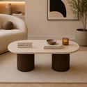 Salontafel Japandi travertin 2 potig bruin Ovaal 130 cm - Kimberly
