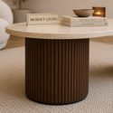 Salontafel Japandi travertin 2 potig bruin Ovaal 130 cm - Kimberly