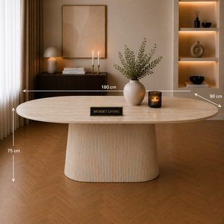 Eettafel Japandi travertin Ovaal 180 cm - Kimberly