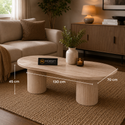 Salontafel Japandi Ovaal 3 Poten Travertin 130 cm