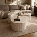 Japandi Salontafel Ovaal – 3 delig Travertine
