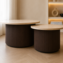 Salontafels Japandi travertin rond bruin - Kimberly