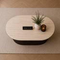 Salontafel Japandi travertin Ovaal bruin 130 cm - Kimberly