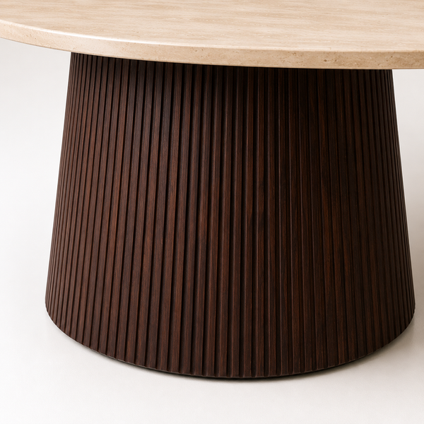 Salontafel Japandi travertin Ovaal bruin 130 cm - Kimberly