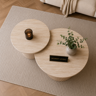 Salontafels Japandi travertin rond - Kimberly
