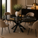Ovale Zwarte Travertin Eettafel 160x90 cm - Brenda