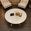 Travertin Salontafel Rond X Poten Goud - Elena
