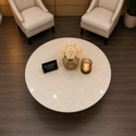 Travertin Salontafel Rond X poten Zilver - Rosa