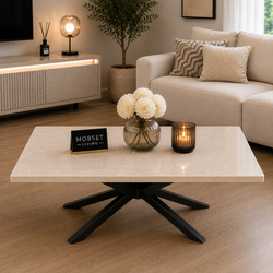 Salontafel Zwart Travertin Langwerpig - Luna