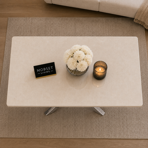 Salontafel Zilver Travertin Langwerpig - Rosa