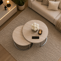 Salontafels Beige Blad Travertin Zilver Poten Stella