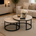 Salontafels Beige Blad Travertin Zwarte Poten Stella