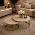Salontafels Beige Blad Travertin Gouden Poten Stella