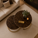 Salontafels Goud Travertin Bruine Blad Luna