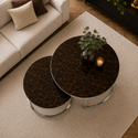 Salontafels Zilver Travertin Bruine Blad Luna