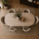 Eettafel Ovaal Zwart Travertin Japandi  180cm - Mella
