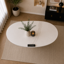 Ovale Keramiek Eettafel 180 x 90 cm Wit met Zwarte Randafwerking