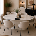 Ovale Keramiek Eettafel 180 x 90 cm Wit met Zwarte Randafwerking