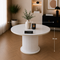 Ronde Keramiek Eettafel 130 cm Wit met Gouden Randafwerking