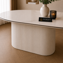 Keramiek Ovale Eettafel 180 x 90 cm – Wit met Gouden Randafwerking