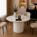 Ronde Keramiek Eettafel 130 cm – Wit Blad met Gouden Randafwerking