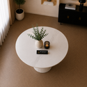 Ronde Keramiek Eettafel 130 cm – Wit Blad met Gouden Randafwerking