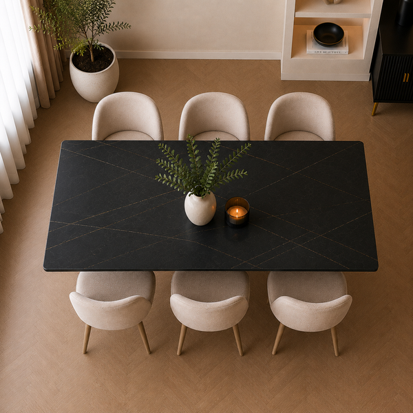 Keramiek Eettafel 200 x 110 cm – Zwart Blad