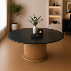 Keramiek Ronde Eettafel 130 cm – Zwart Blad