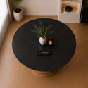 Keramiek Ronde Eettafel 130 cm – Zwart Blad