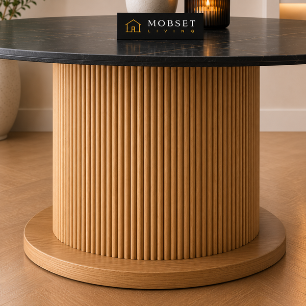 Keramiek Ronde Eettafel 130 cm – Zwart Blad