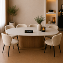 Keramiek Ovale Eettafel 180 x 110 cm – Wit Blad