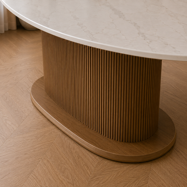 Keramiek Ovale Eettafel 180 x 110 cm – Wit Blad