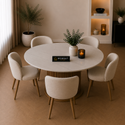 Keramiek Rond Eettafel 130 cm – Wit Blad