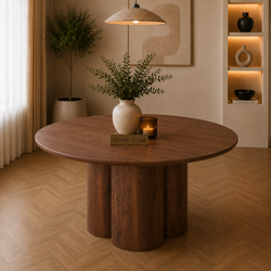 Ronde Mango Houten Eettafel 130 cm – Massief Mangohout