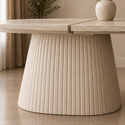 Ovale uitschuifbare Japandi eettafel – beige mangohout (160–200 cm)