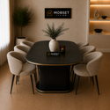 Zwarte Ovale Tafel Keramiek Hoogglans