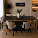 Zwarte Ovale Tafel Keramiek Hoogglans