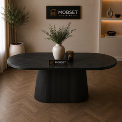 Eettafel Ovaal Zwart - MDF Blad 160cm