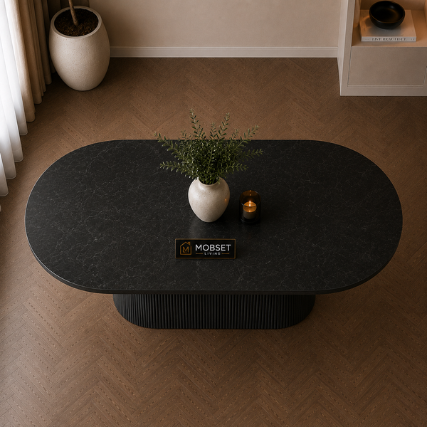 Eettafel Ovaal Zwart - MDF Blad 160cm