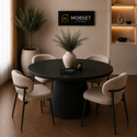 Eettafel Rond Zwart MDF Blad 130cm
