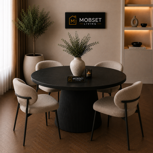 Eettafel Rond Zwart MDF Blad 130cm
