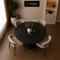 Eettafel Rond Zwart MDF Blad 130cm