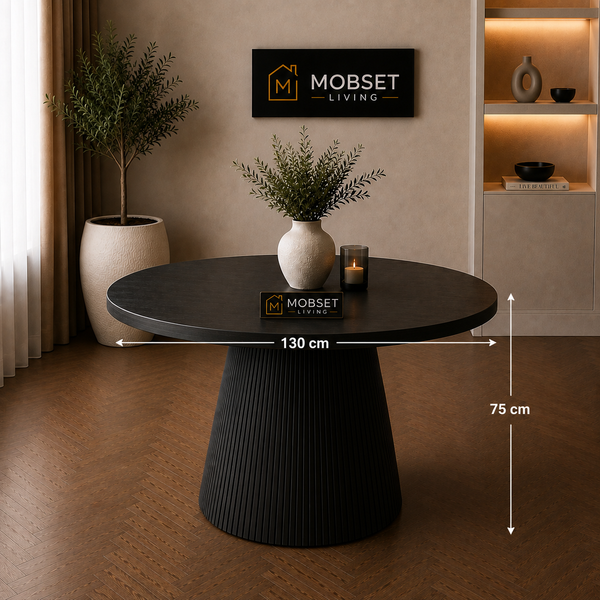 Eettafel Rond Zwart MDF Blad 130cm